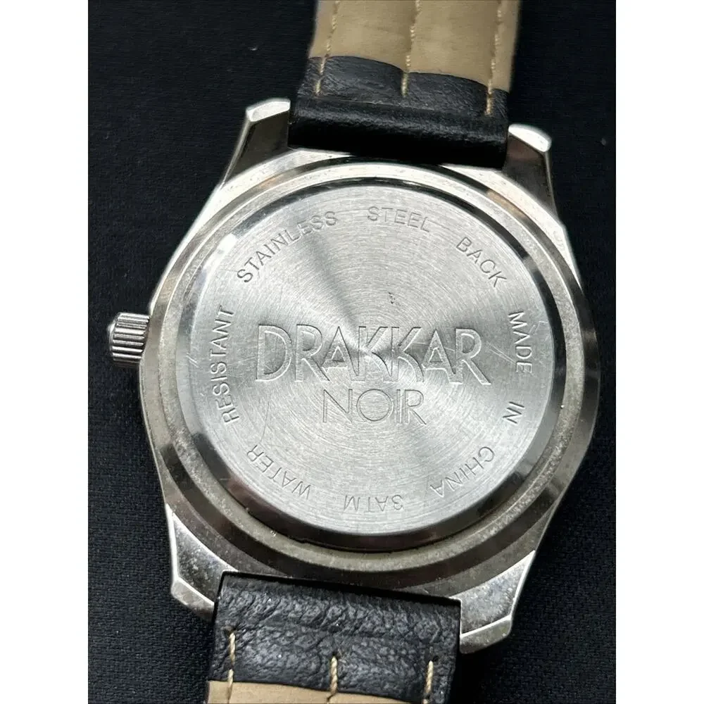 Drakkar Noir Silver Tone Black Band Men’s Quartz Watch